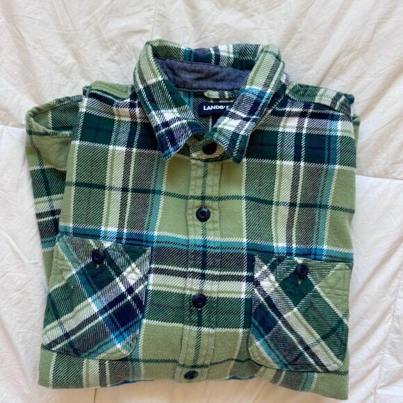 Lands' End Other - Lands end Heavyweight green flannel shirt sz L button up heritage country casual